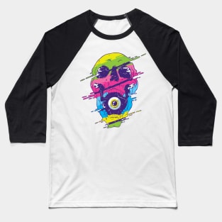 Psychedelic Skull Graphic Tee Baseball T-Shirt